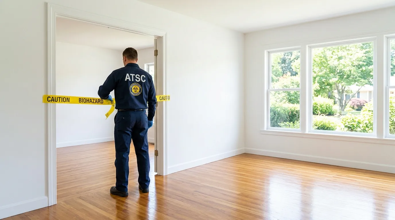 Certified biohazard cleanup crew performing Trauma Scene Cleanup in Mount Holly